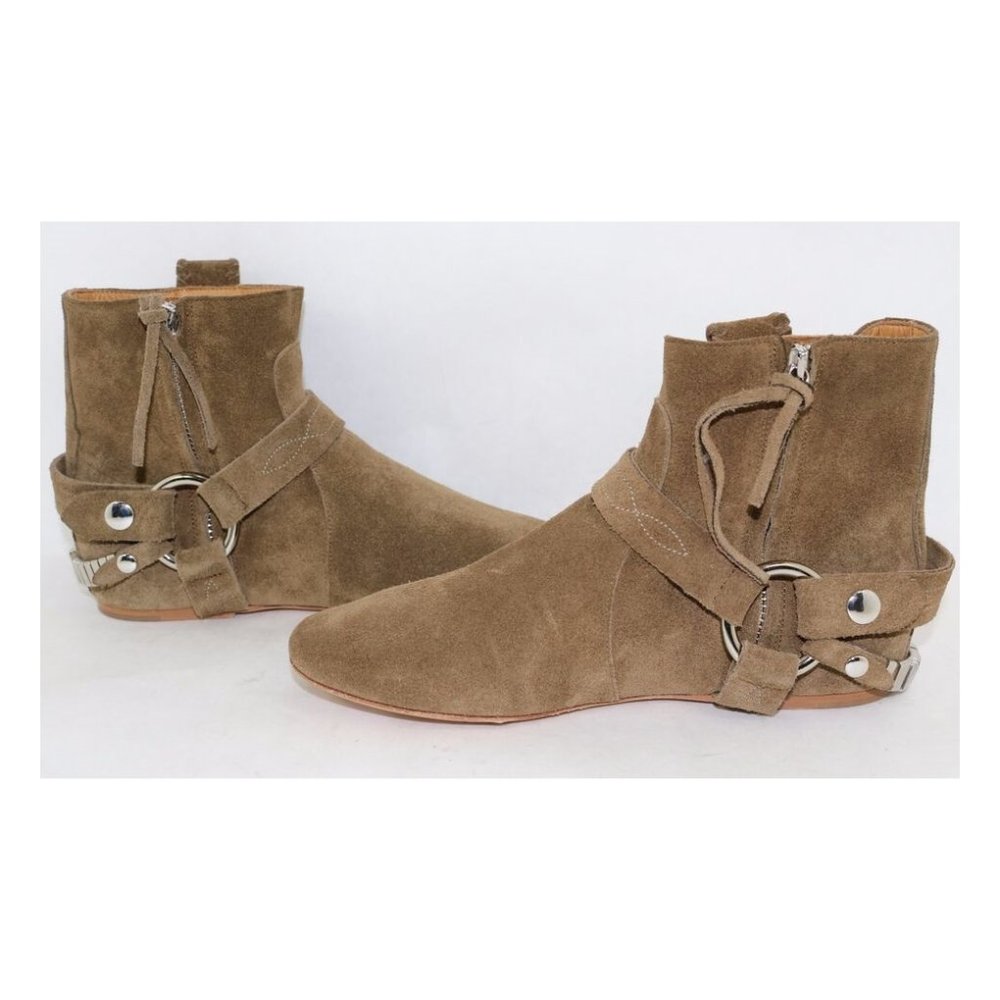 NEW $750 ISABEL MARANT RALF ANKLE BOOTIE HARNESS MOTO HIDDEN WEDGE 35 (Z1) - Picture 4 of 8